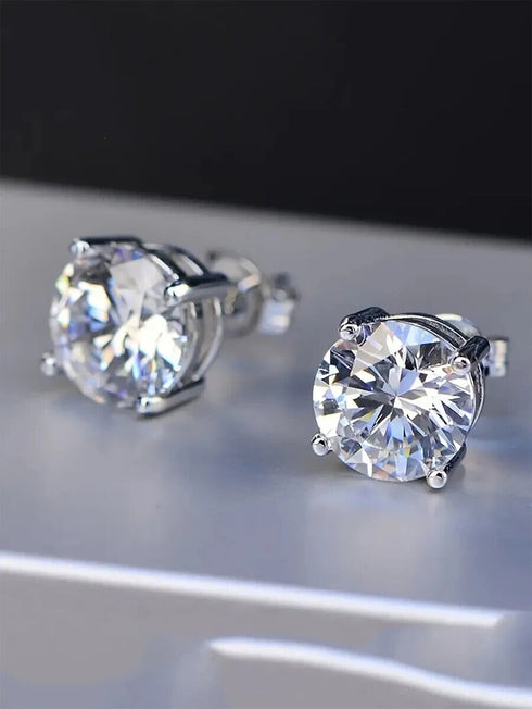 Brilliant Cut 18K White Gold Plated Cubic Zirconia Men Women Solitaire Earrings
